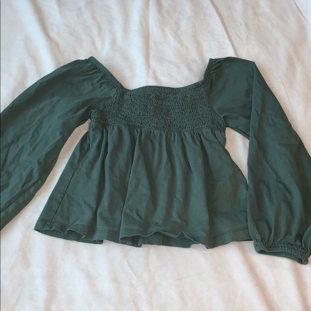 Old Navy Kids Sage Green Smocked Waist Blouse